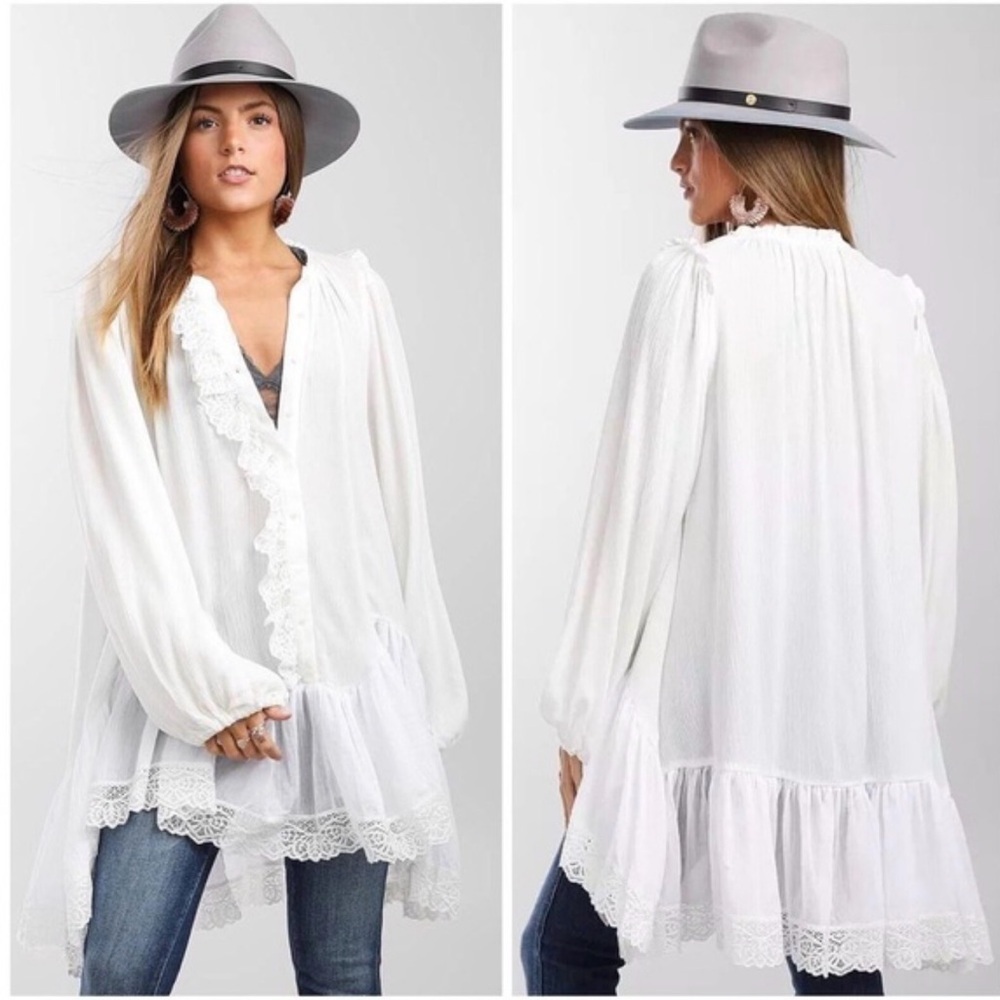 Free People Jeanette ruffled tunic in color “ivory” size M - Picture 5 of 16